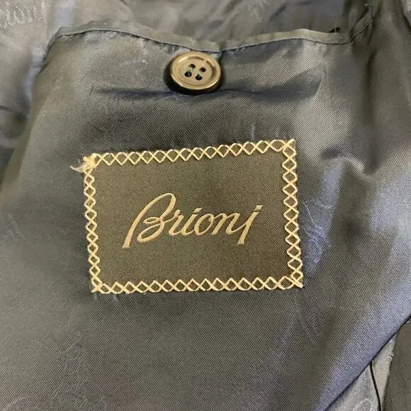 BRIONI Size 40 Navy Stripe Wool Tuxedo Sport Coat